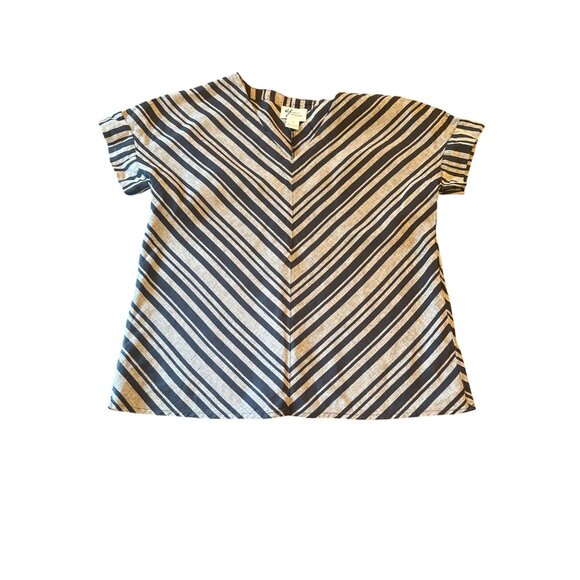 Andrea Jovine Womens Striped Linen Top  Size M Langenlook Minimalist - Picture 1 of 4